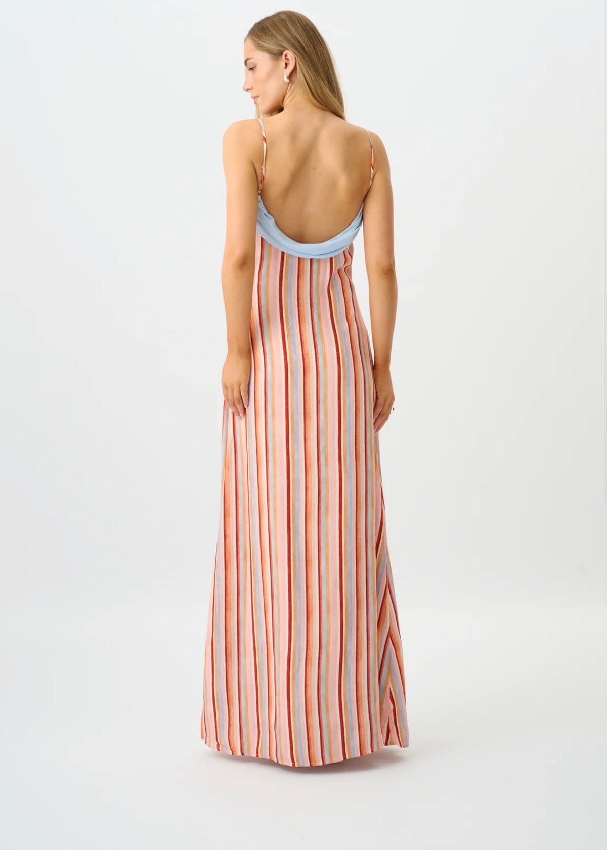 With Harper Lu Draped Slip Dress in Blush Stripe