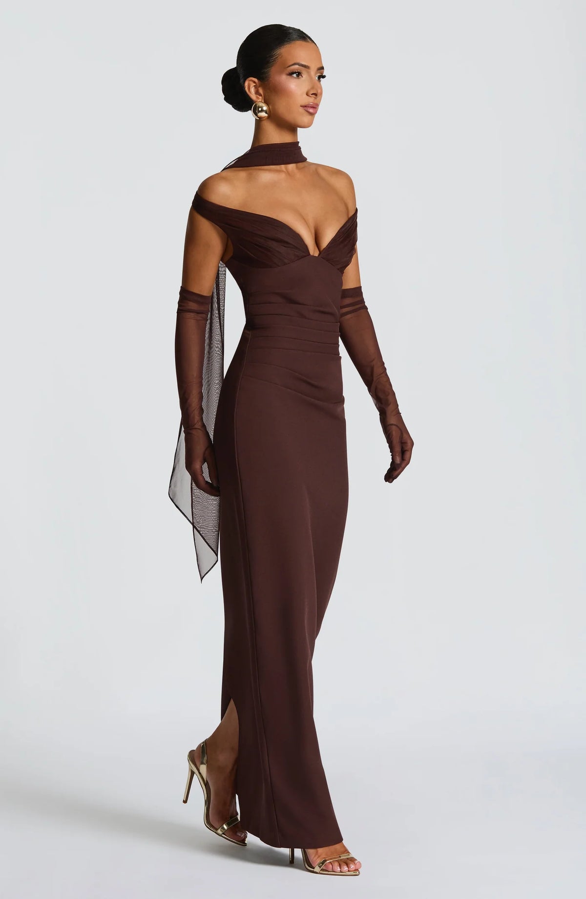 Babyboo Abigail Maxi Dress in Plum Brown