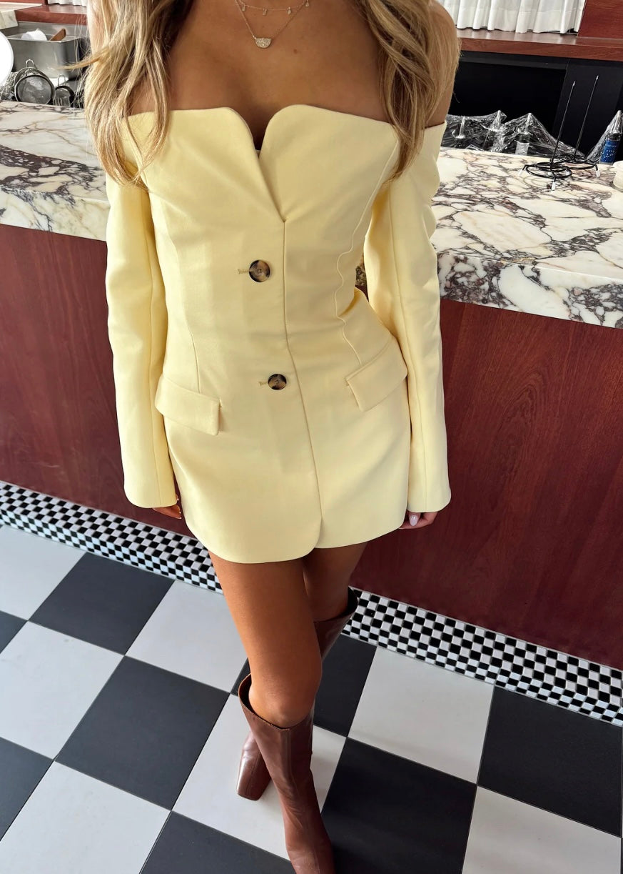 Sir The Label Sandrine Tailored Mini Dress in Limone