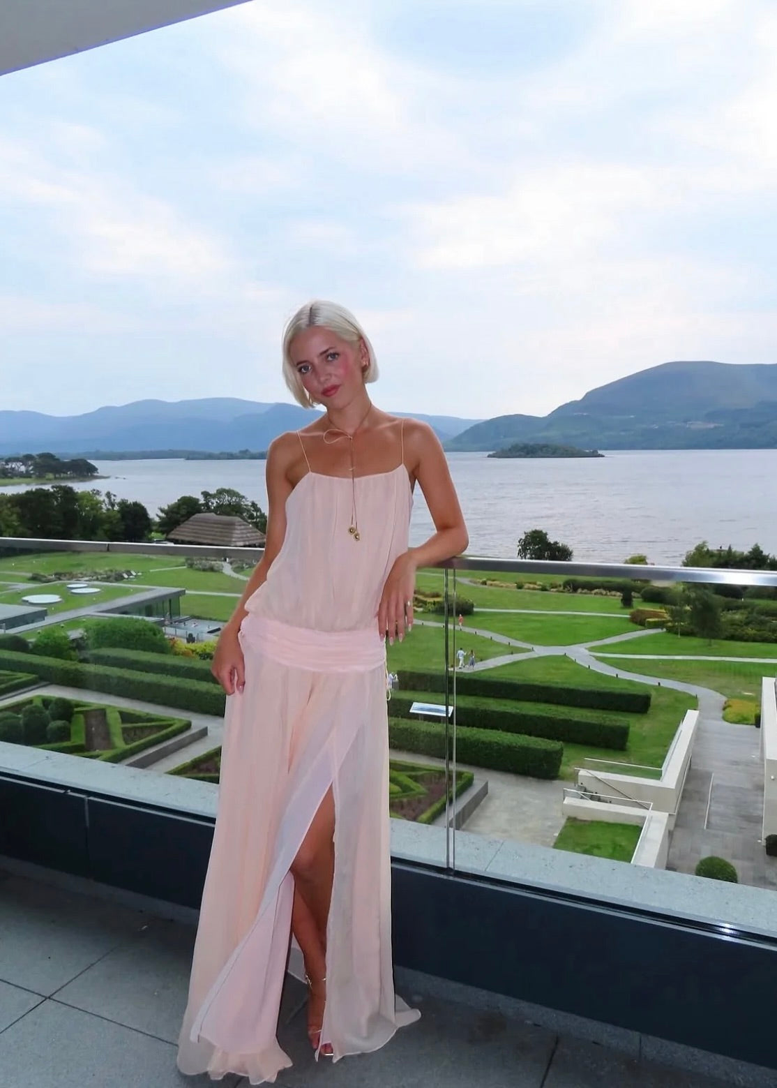Bec & Bridge Camille Blouson Dress in Peach