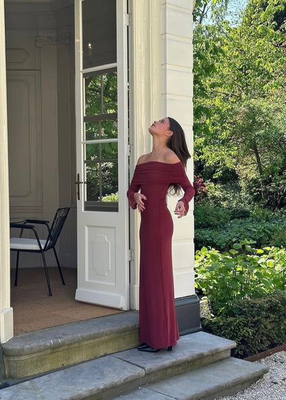 Meshki Josie Off The Shoulder Maxi in Wine