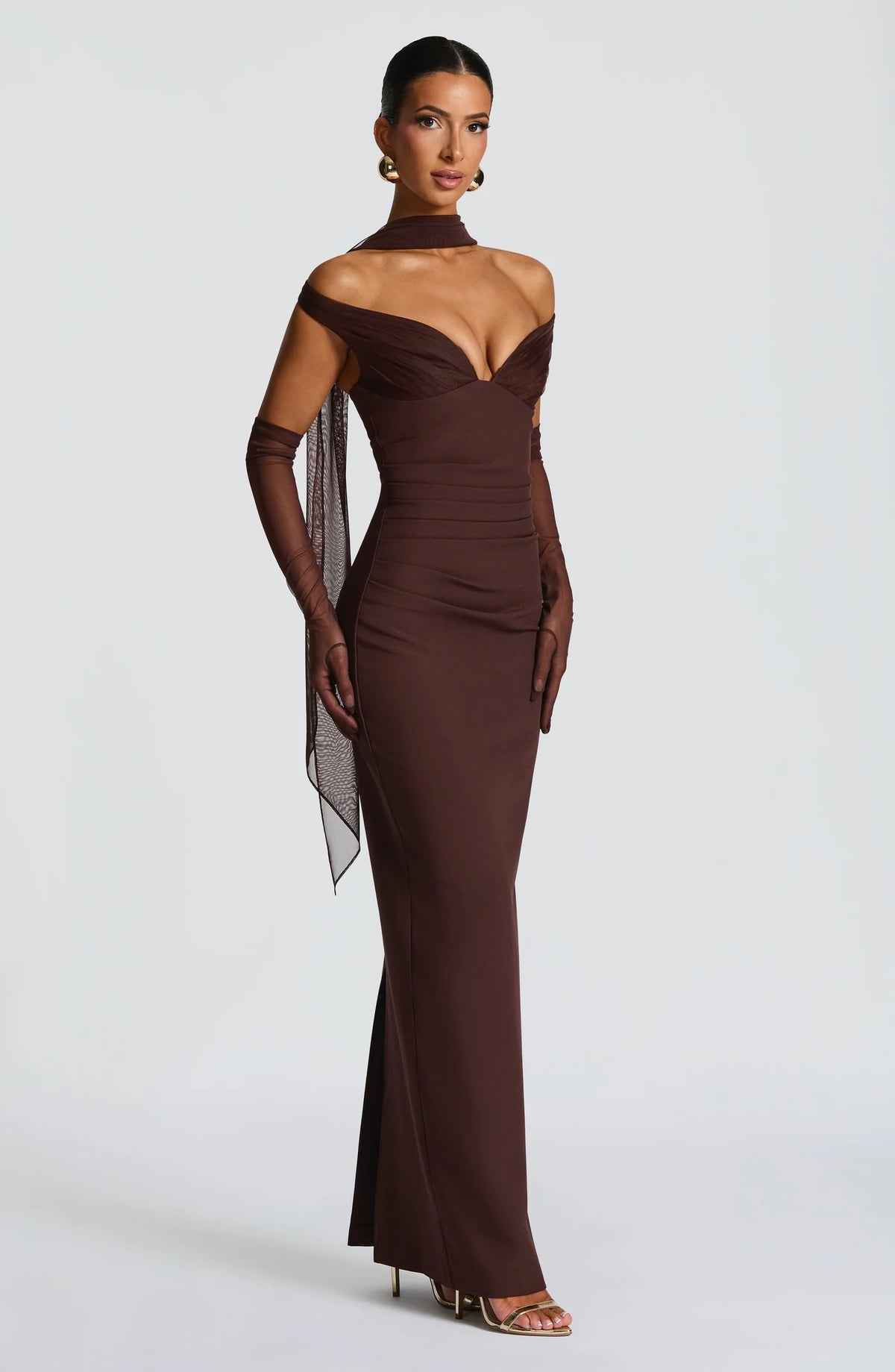 Babyboo Abigail Maxi Dress in Plum Brown