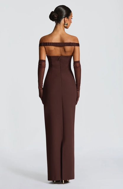 Babyboo Abigail Maxi Dress in Plum Brown