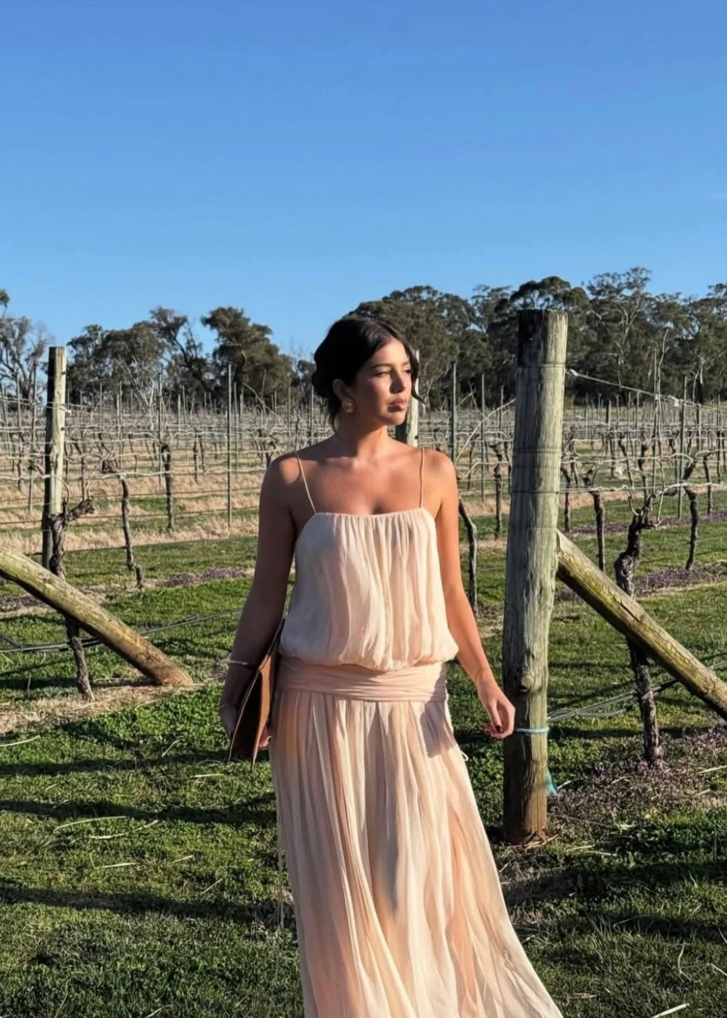 Bec & Bridge Camille Blouson Dress in Peach