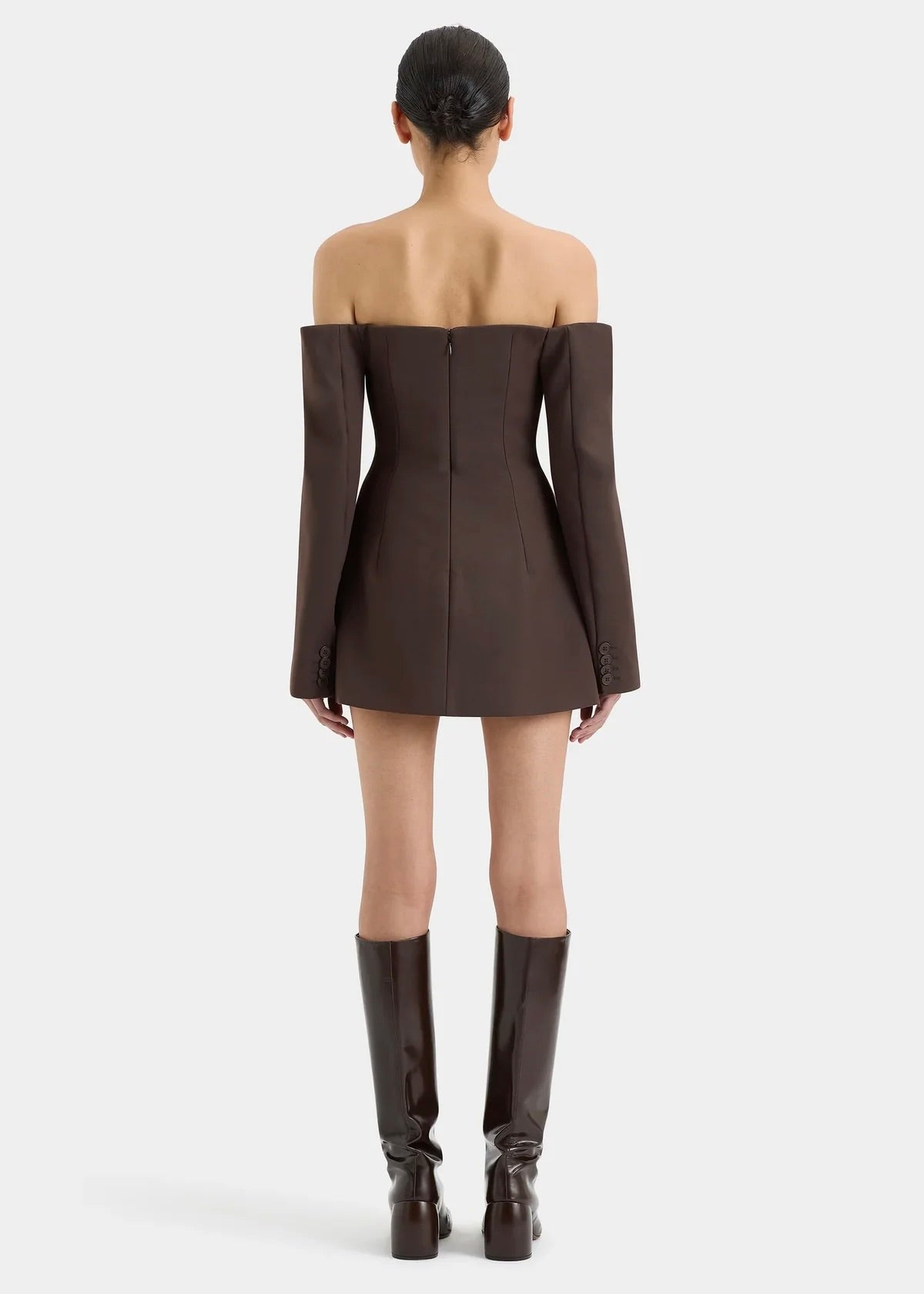 Sir The Label Sandrine Tailored Mini Dress in Brown