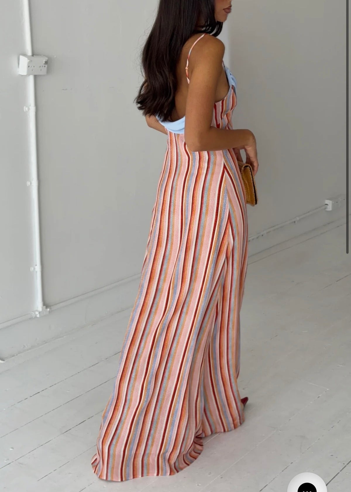 With Harper Lu Draped Slip Dress in Blush Stripe