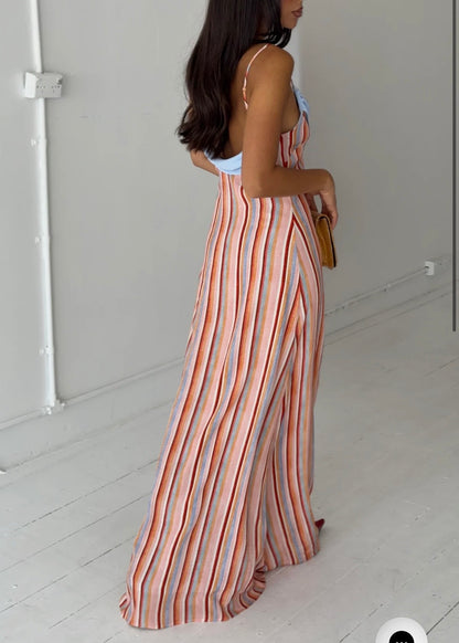 With Harper Lu Draped Slip Dress in Blush Stripe