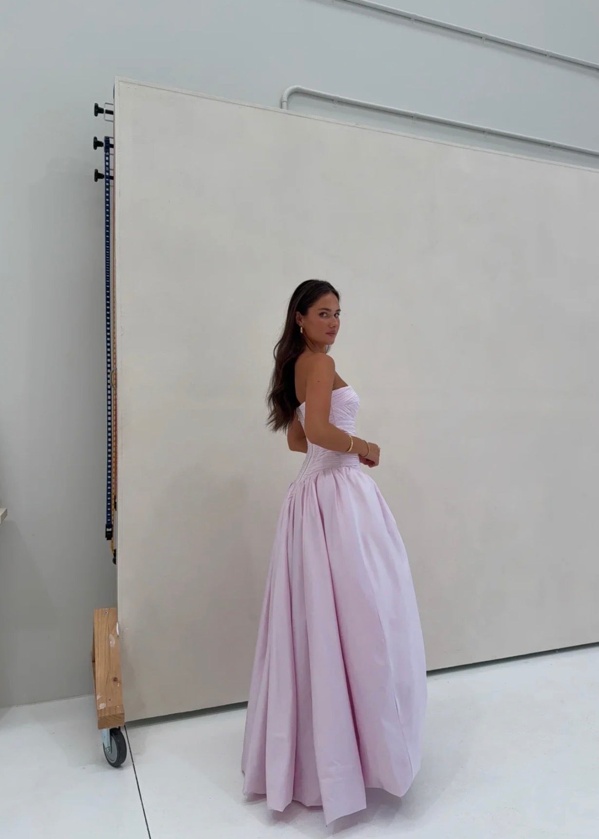 Aje Violette Bubble Hem Maxi in Pastel Pink