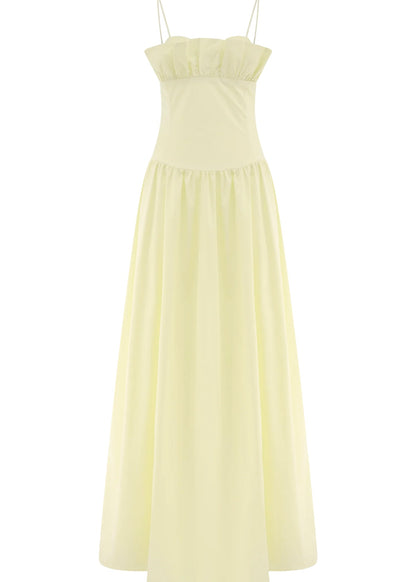 Meshki Janis Cotton Frill Maxi Dress in Lemon