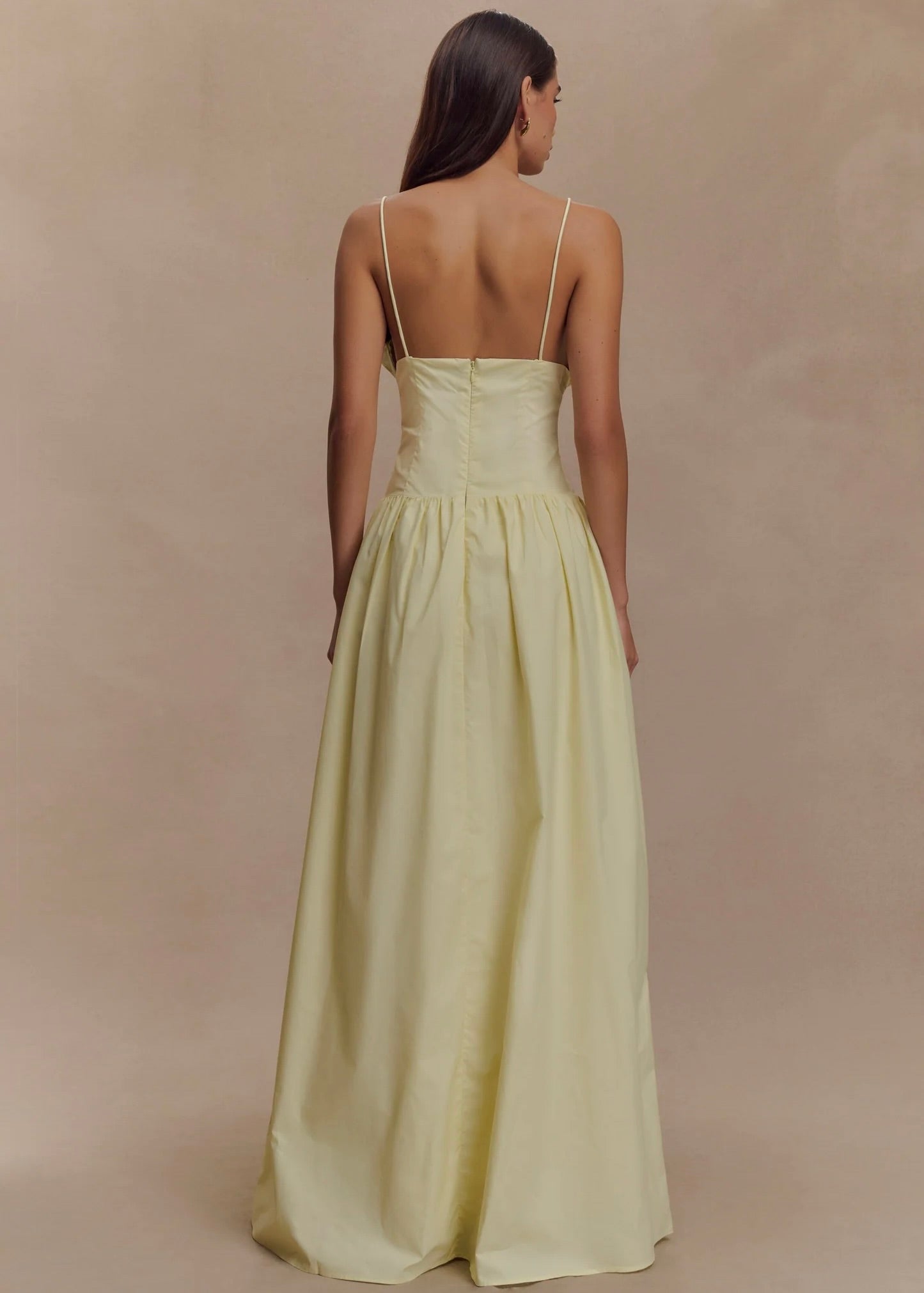 Meshki Janis Cotton Frill Maxi Dress in Lemon