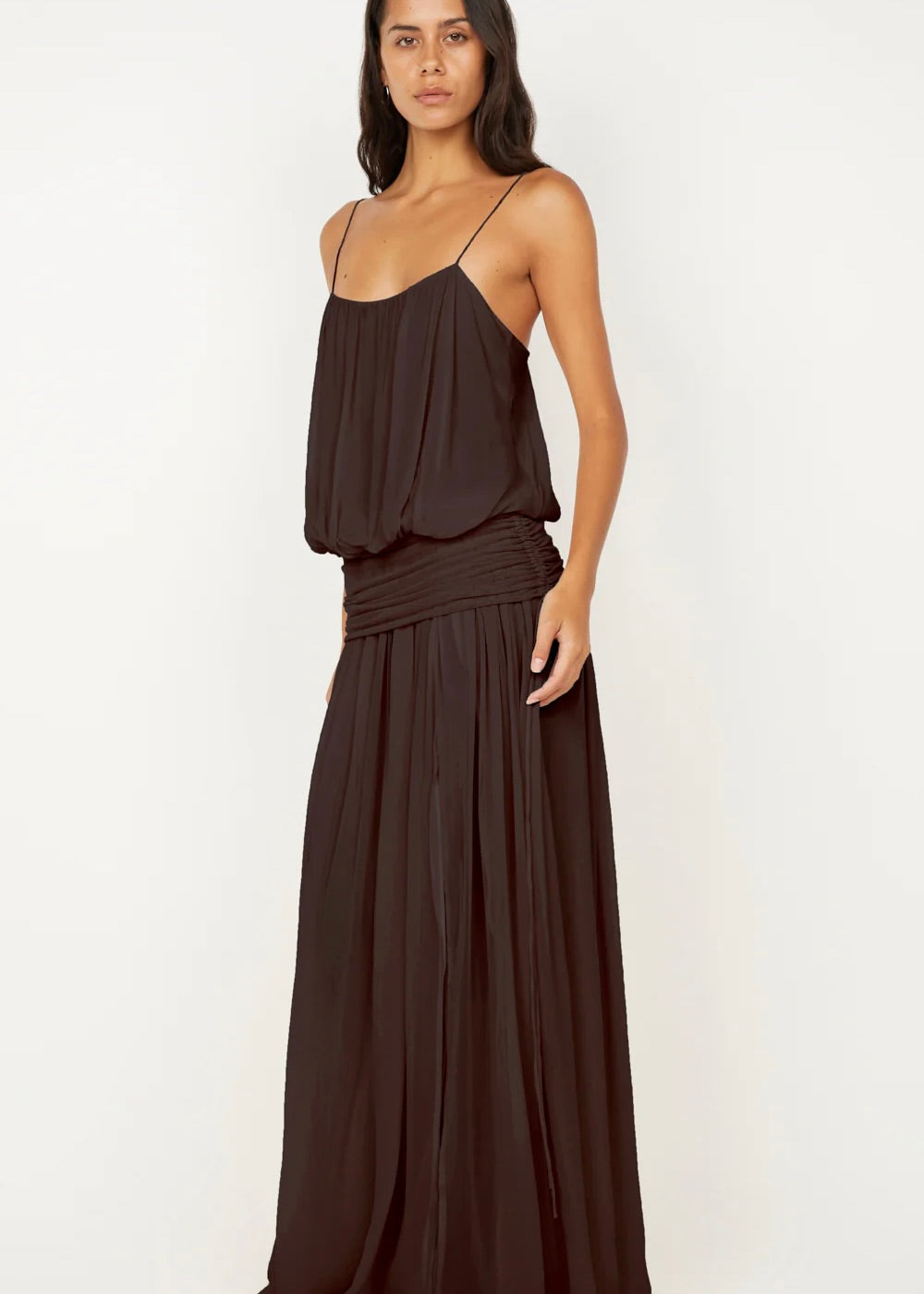 Bec & Bridge Camille Blouson Dress in Dark Chocolate