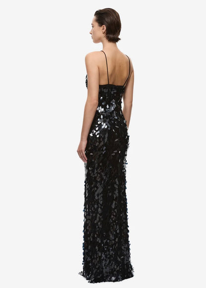 MISHA Sapphire Sequin Maxi Dress in Black