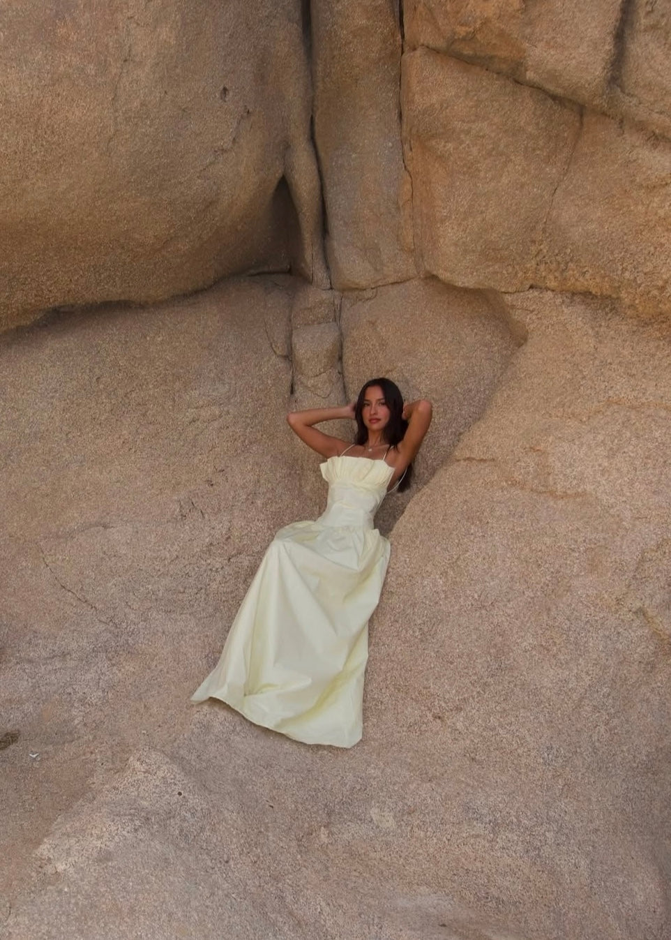 Meshki Janis Cotton Frill Maxi Dress in Lemon