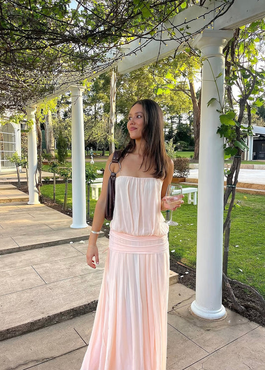 Bec & Bridge Camille Blouson Dress in Peach