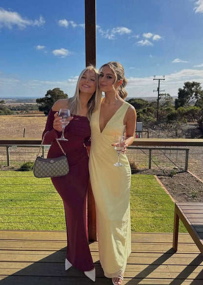 Meshki Josie Off The Shoulder Maxi in Wine