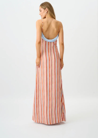 With Harper Lu Draped Slip Dress in Blush Stripe
