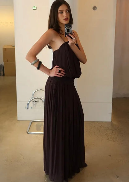 Bec & Bridge Camille Blouson Dress in Dark Chocolate
