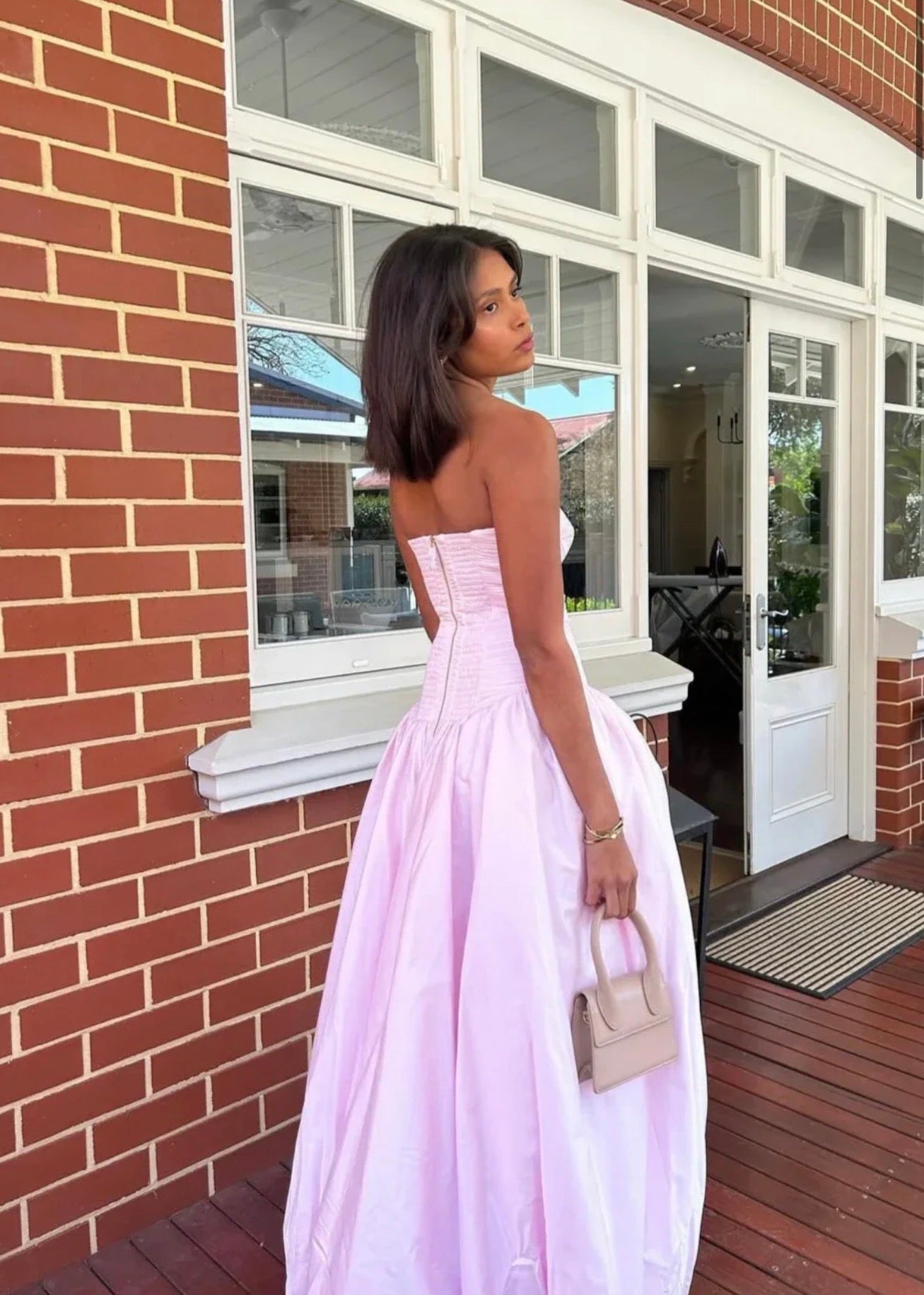 Aje Violette Bubble Hem Maxi in Pastel Pink