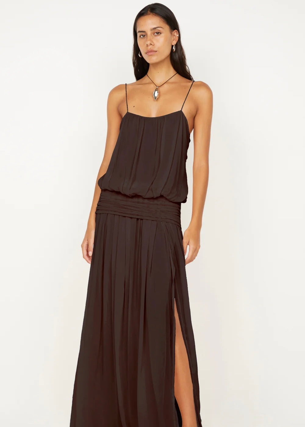 Bec & Bridge Camille Blouson Dress in Dark Chocolate
