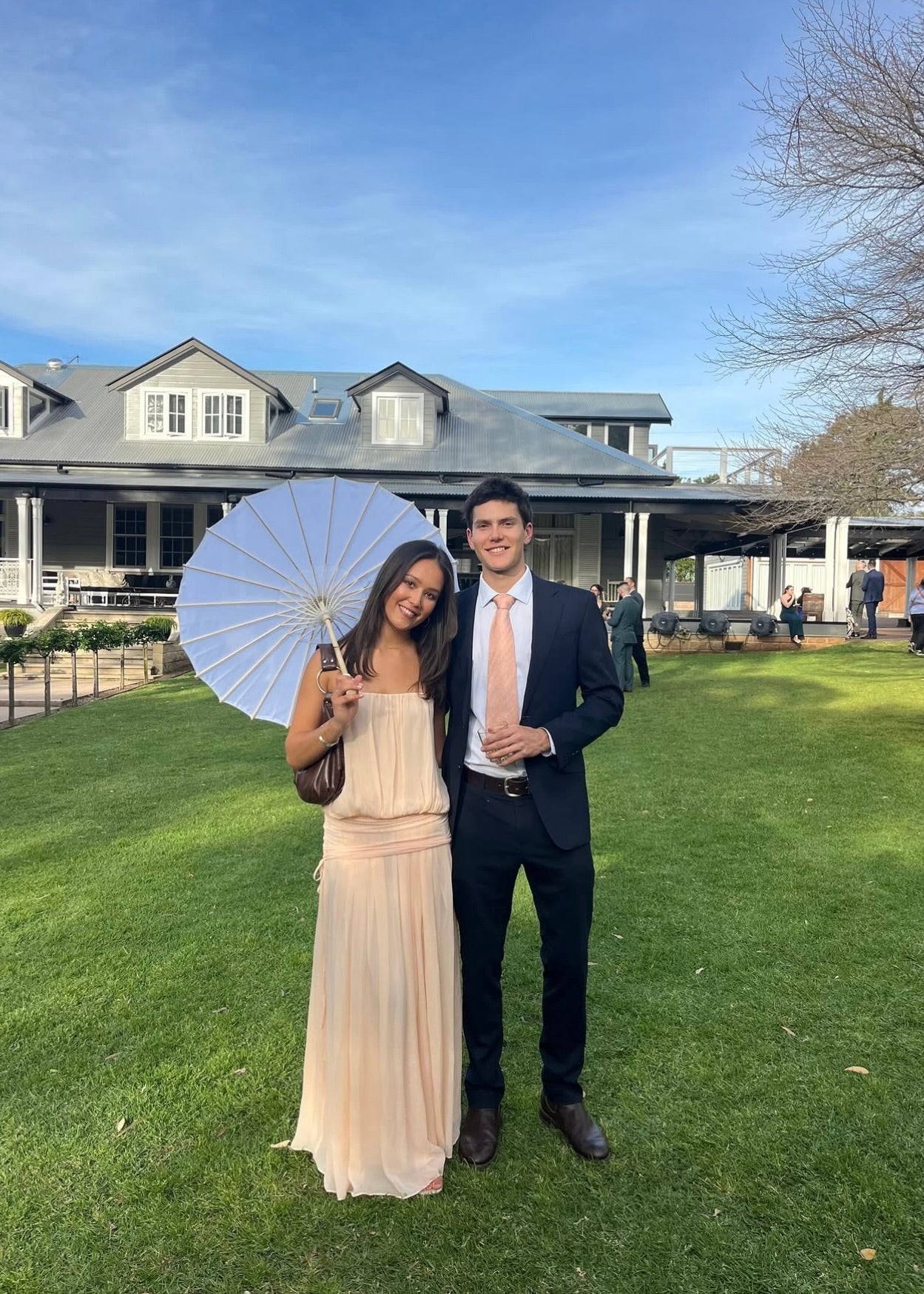 Bec & Bridge Camille Blouson Dress in Peach – Renting With Amelia