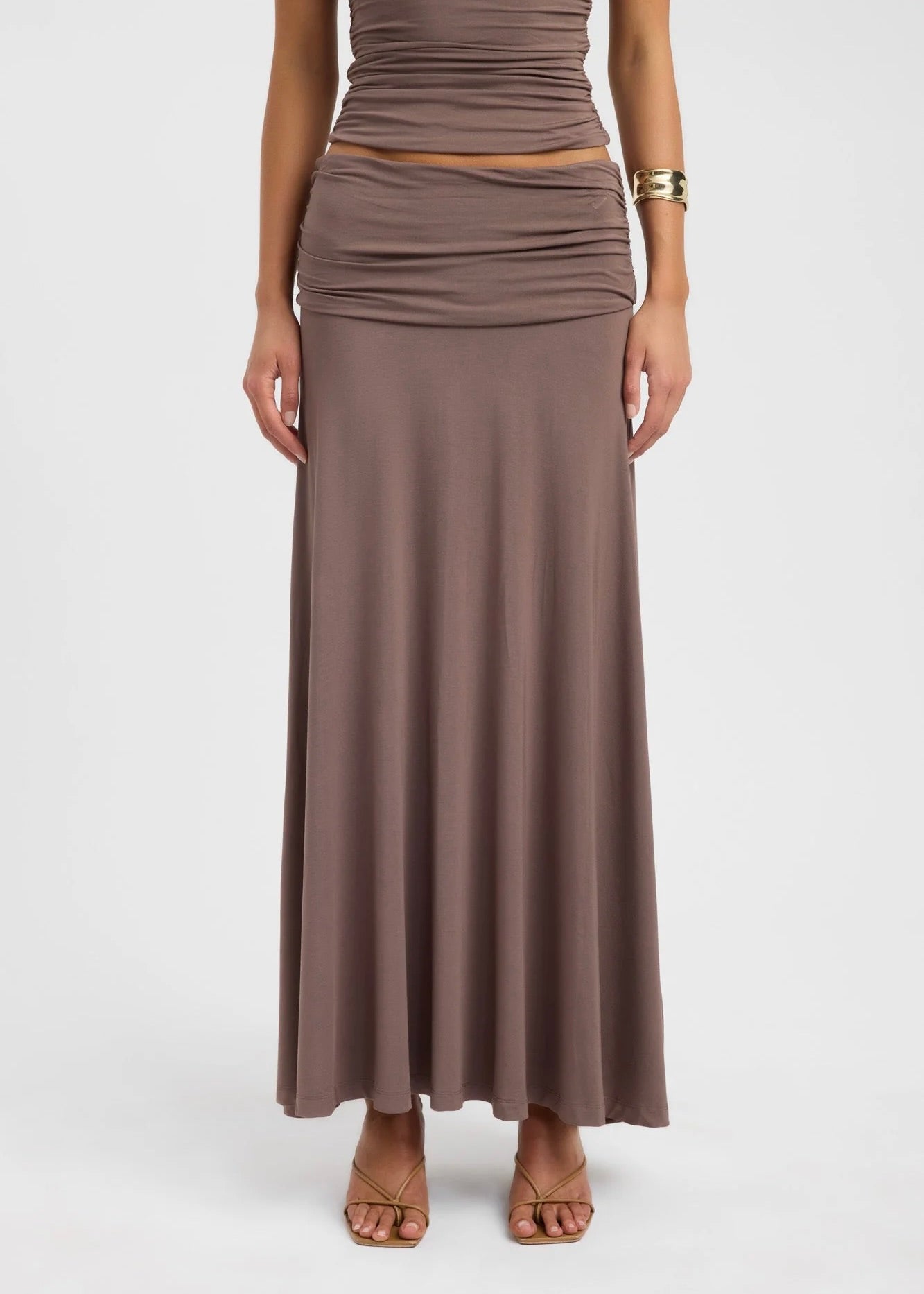 Kookai Solis Top & Arlo Skirt in Walnut Brown