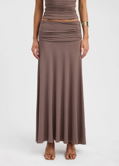 Kookai Solis Top & Arlo Skirt in Walnut Brown