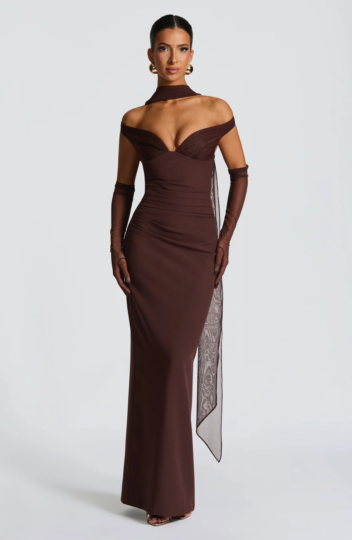 Babyboo Abigail Maxi Dress in Plum Brown