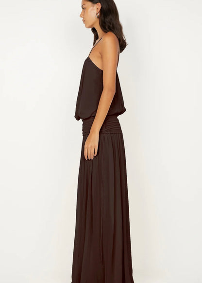 Bec & Bridge Camille Blouson Dress in Dark Chocolate