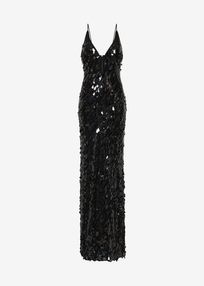 MISHA Sapphire Sequin Maxi Dress in Black