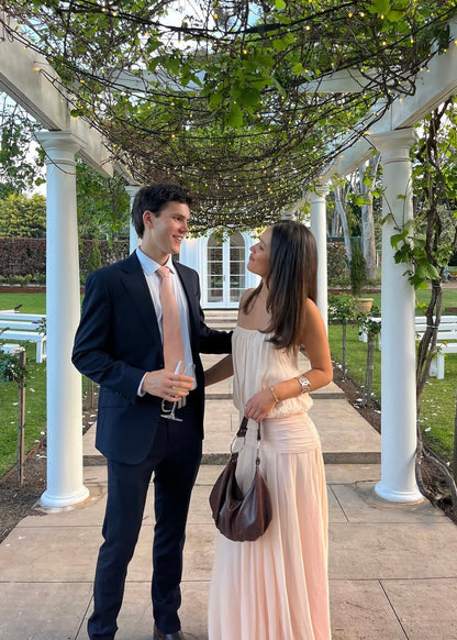 Bec & Bridge Camille Blouson Dress in Peach