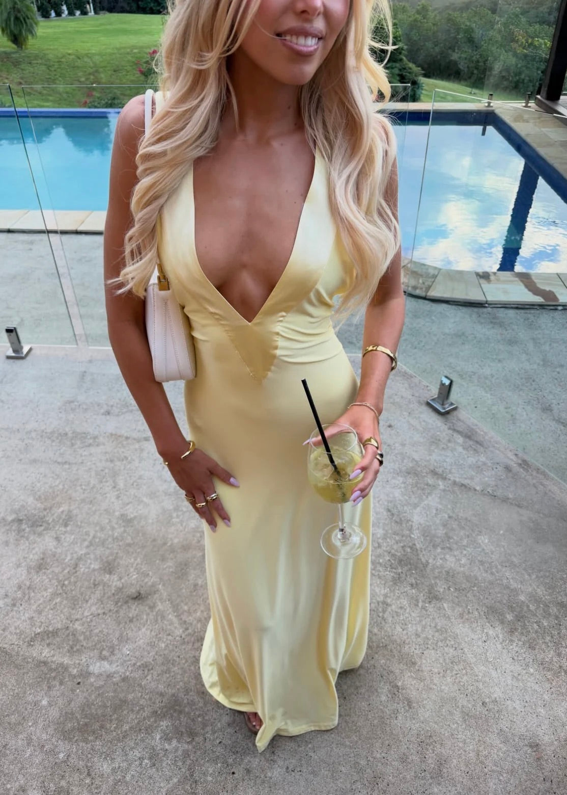 Ance Gria Rosa Gown in Lemon