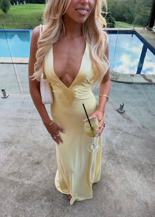 Ance Gria Rosa Gown in Lemon
