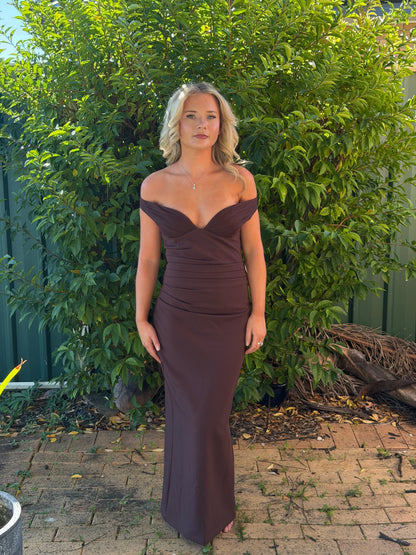 Babyboo Abigail Maxi Dress in Plum Brown