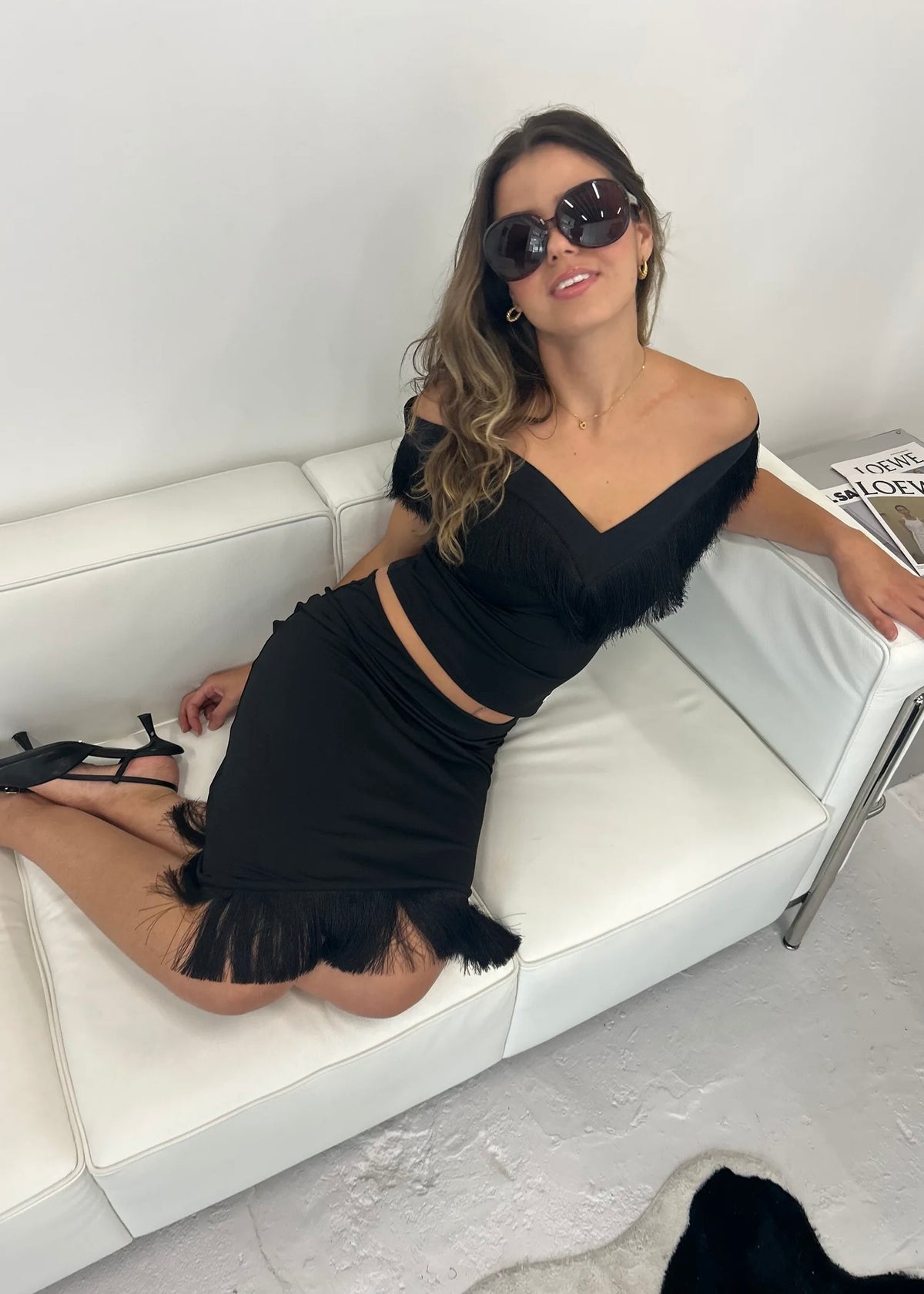 Nalisa Luna Frill Set in Black