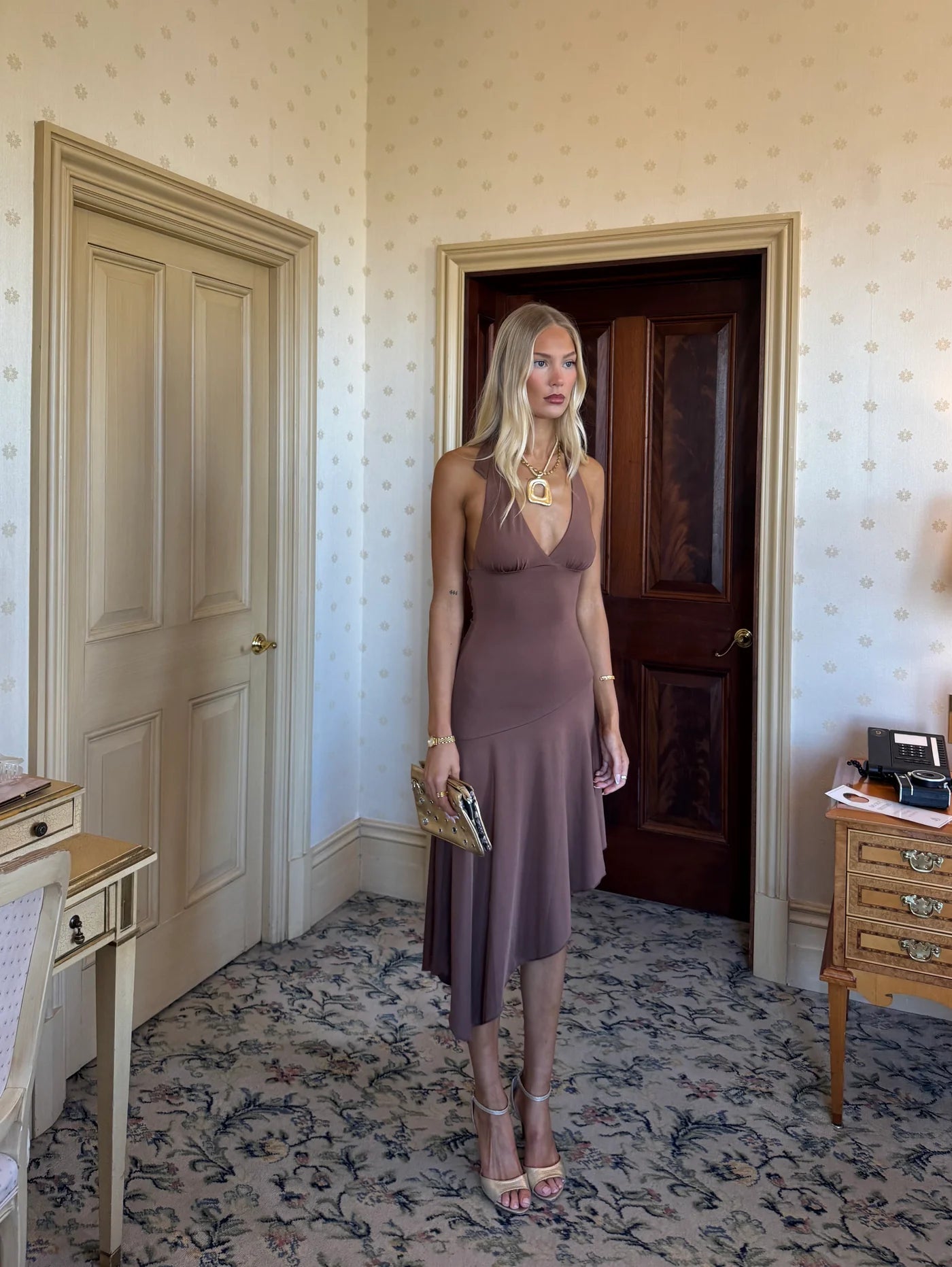 Desero Jacare Athena Dress in Brown