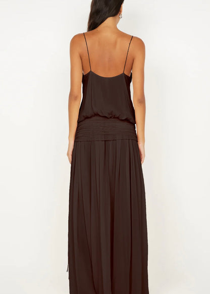 Bec & Bridge Camille Blouson Dress in Dark Chocolate