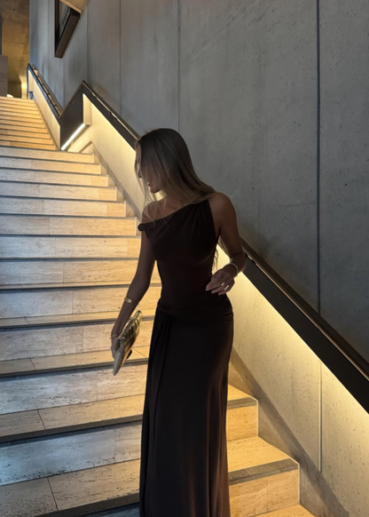 MISHA Sisal Mesh Dress in Espresso