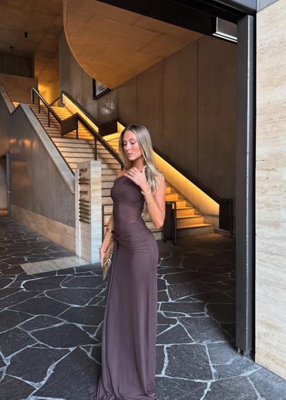 MISHA Sisal Mesh Dress in Espresso