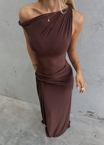 MISHA Sisal Mesh Dress in Espresso