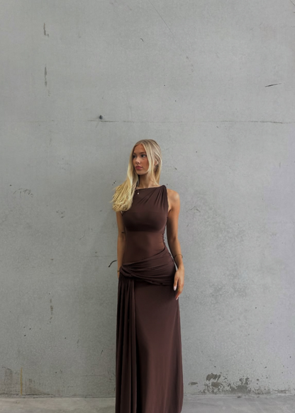 MISHA Sisal Mesh Dress in Espresso