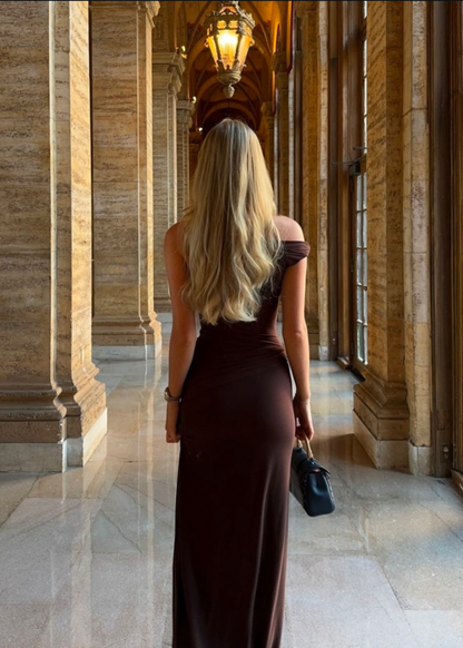 MISHA Sisal Mesh Dress in Espresso