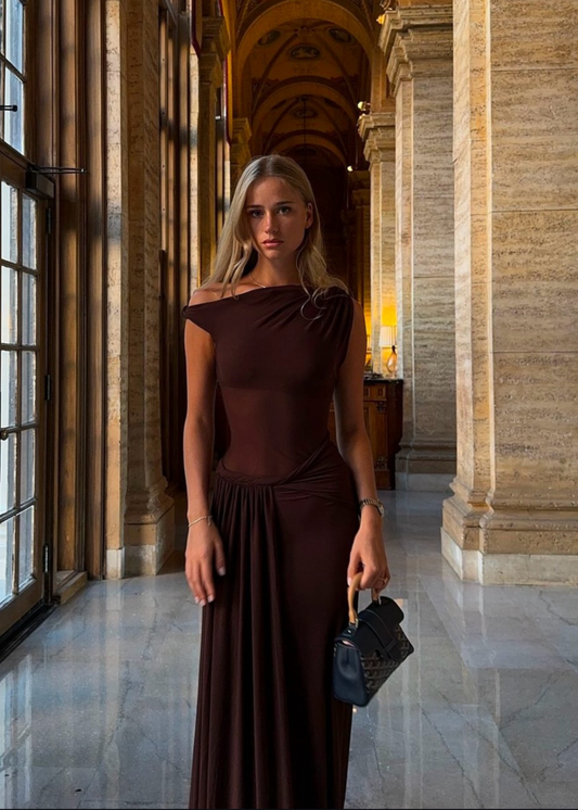 MISHA Sisal Mesh Dress in Espresso