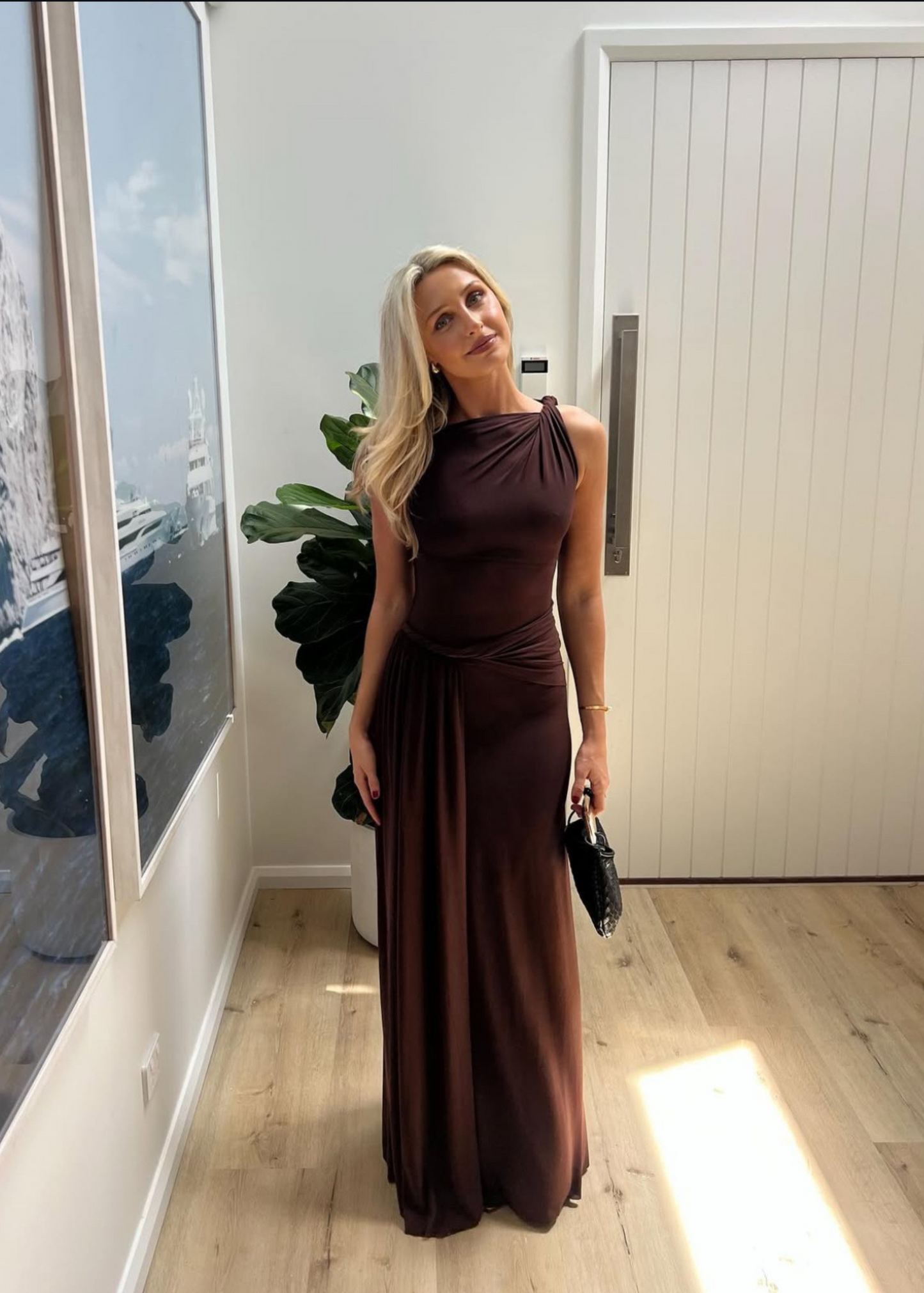 MISHA Sisal Mesh Dress in Espresso