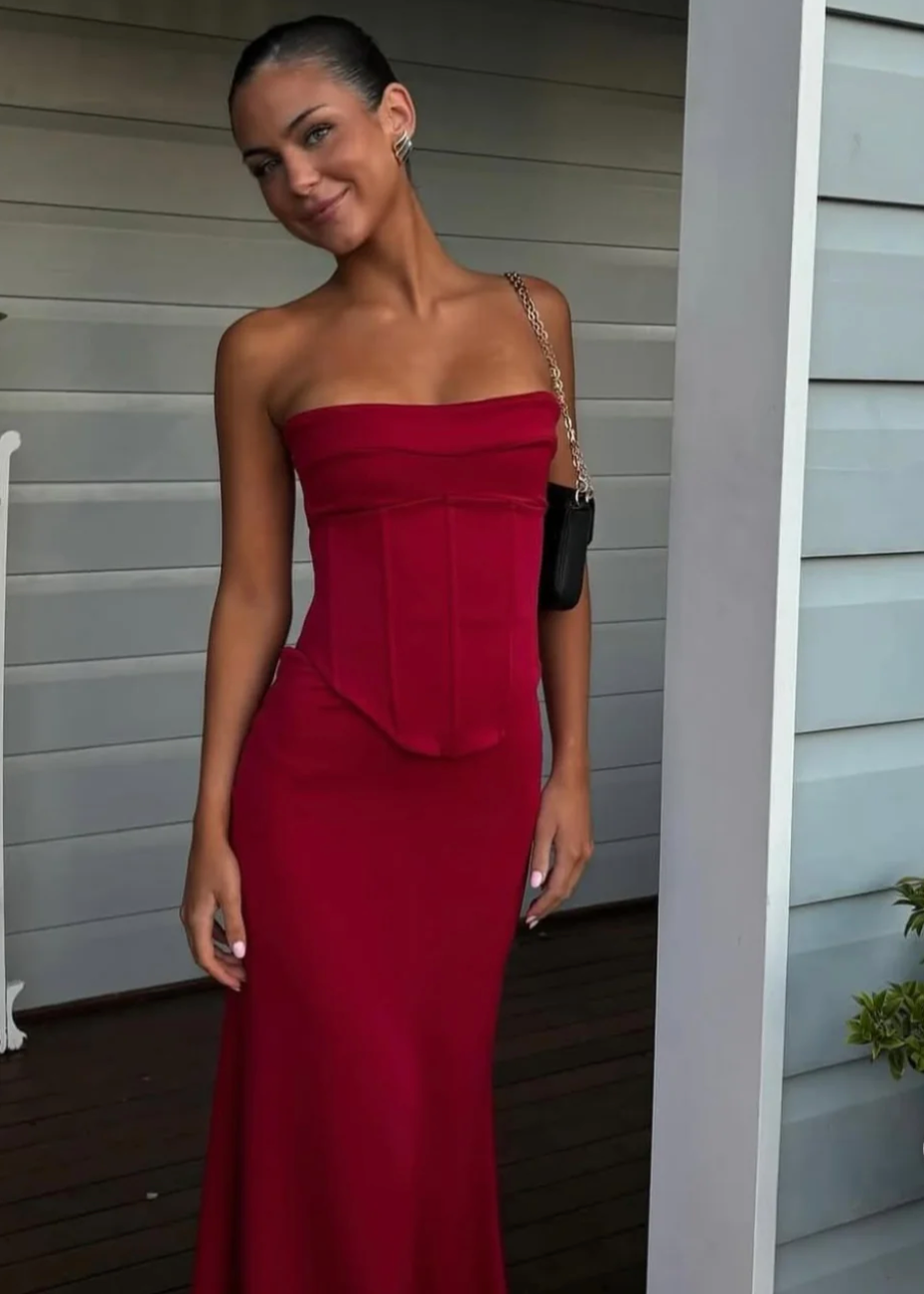 HNTR The Label Louie Gown in Red