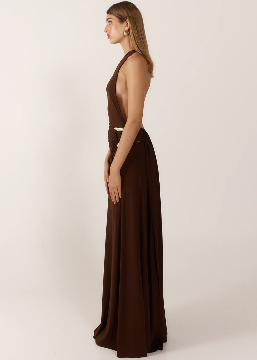 Ance Gria Gaia Gown in Brown/Gold Buckle