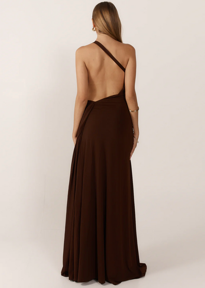 Ance Gria Gaia Gown in Brown/Gold Buckle